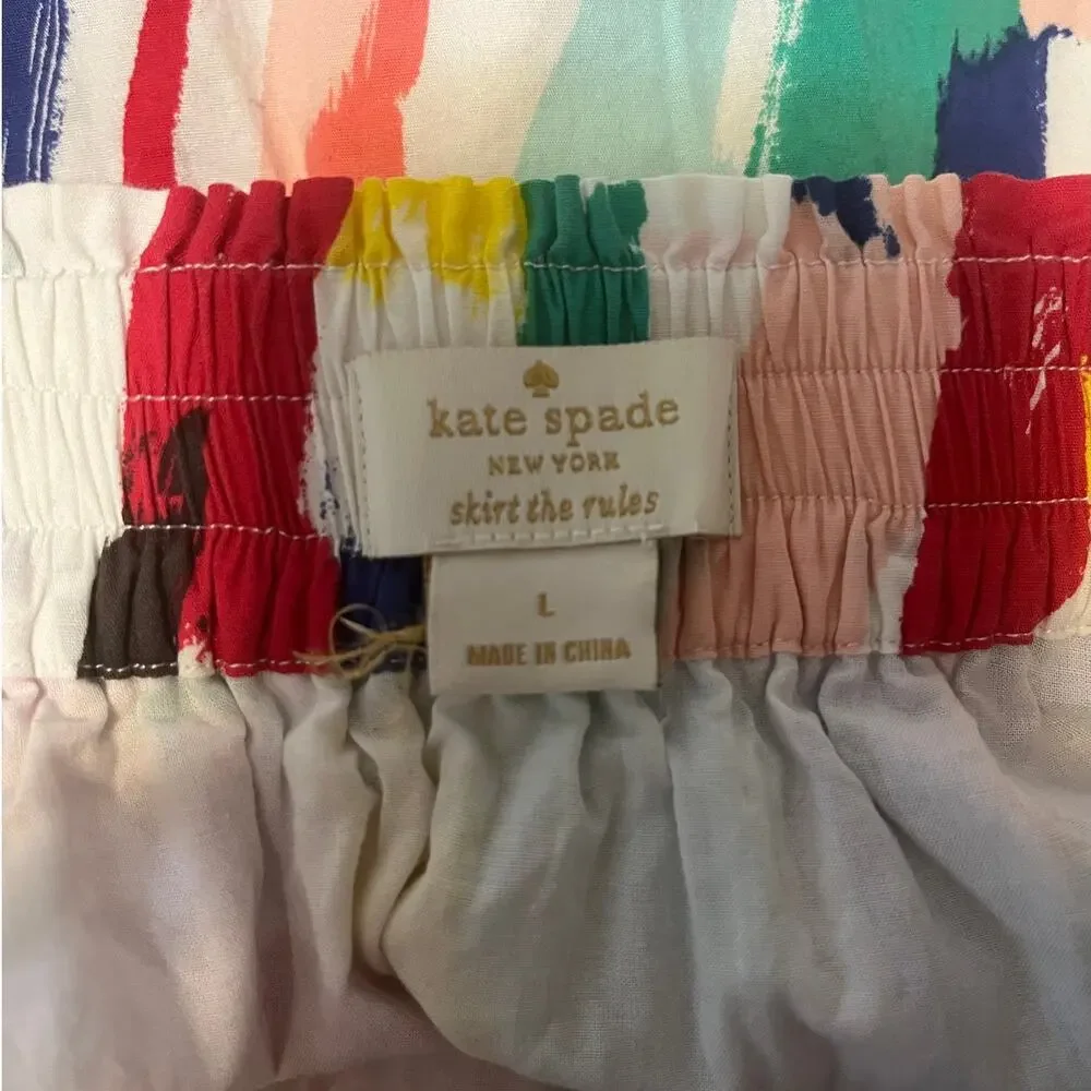 Kate Spade Girls sz. L or 12Yrs Multi Colored Brush Strokes Pull-on Lined Skirt
